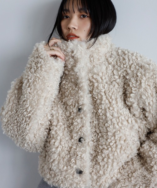 セール】poodle boa 2way collar coat / プードルボア2WAYカラーコート