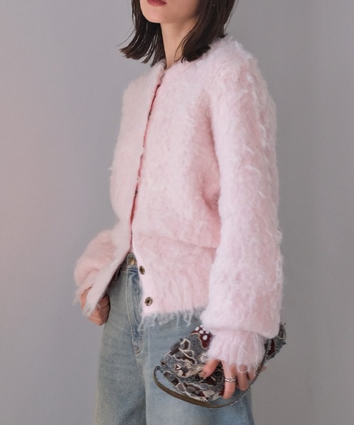 フラッフィーボタンフライニットカーディガン