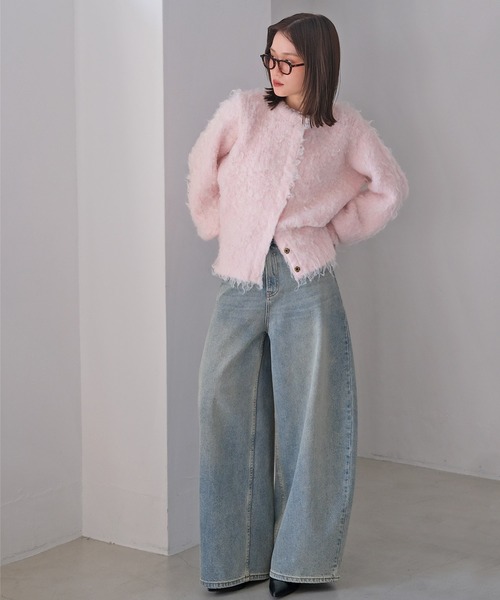 セール】フラッフィーボタンフライニットカーディガン（カーディガン
