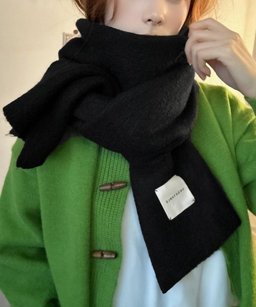 Miniministore(ミニミニストア)の「ニットマフラーカシミア風ネックウォーマー(マフラー・レディース・ワインレッド/ブルー/ダークグレー/イエロー/ミント/ブラウン/ピンク/ホワイト/ライトベージュ/ブラック/カーキ/グレー・FREE)」の2枚目の写真
