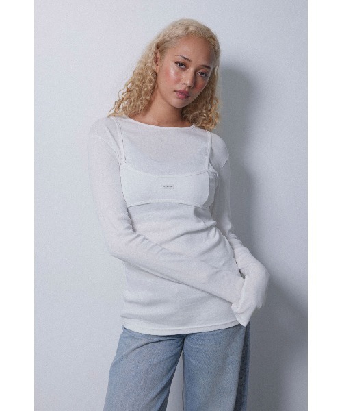 ALEXIA STAM（アリシアスタン）の「Wellness Long Sleeve Tee With Bra /レイヤード長袖トップス（Tシャツ/カットソー・レディース・グレー/ホワイト/ブラック・FREE）」の2枚目の写真
