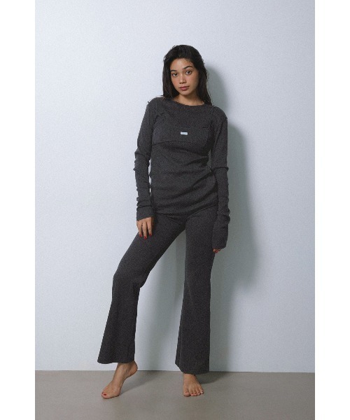 ALEXIA STAM（アリシアスタン）の「Wellness Long Sleeve Tee With Bra /レイヤード長袖トップス（Tシャツ/カットソー・レディース・グレー/ホワイト/ブラック・FREE）」の11枚目の写真