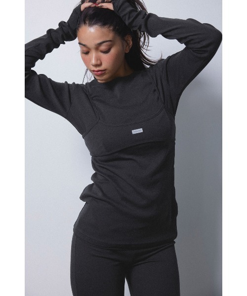 ALEXIA STAM（アリシアスタン）の「Wellness Long Sleeve Tee With Bra /レイヤード長袖トップス（Tシャツ/カットソー・レディース・グレー/ホワイト/ブラック・FREE）」の8枚目の写真