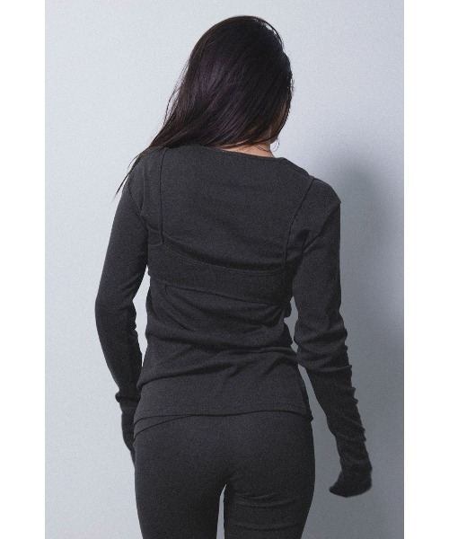 ALEXIA STAM（アリシアスタン）の「Wellness Long Sleeve Tee With Bra /レイヤード長袖トップス（Tシャツ/カットソー・レディース・グレー/ホワイト/ブラック・FREE）」の10枚目の写真
