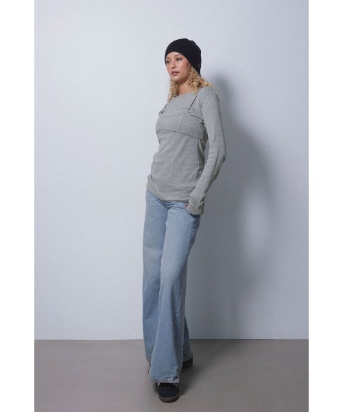 ALEXIA STAM（アリシアスタン）の「Wellness Long Sleeve Tee With Bra /レイヤード長袖トップス（Tシャツ/カットソー・レディース・グレー/ホワイト/ブラック・FREE）」の15枚目の写真