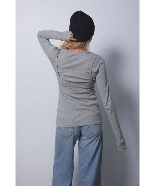 ALEXIA STAM（アリシアスタン）の「Wellness Long Sleeve Tee With Bra /レイヤード長袖トップス（Tシャツ/カットソー・レディース・グレー/ホワイト/ブラック・FREE）」の12枚目の写真