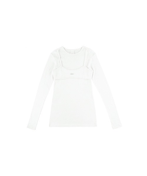 ALEXIA STAM（アリシアスタン）の「Wellness Long Sleeve Tee With Bra /レイヤード長袖トップス（Tシャツ/カットソー・レディース・グレー/ホワイト/ブラック・FREE）」の16枚目の写真