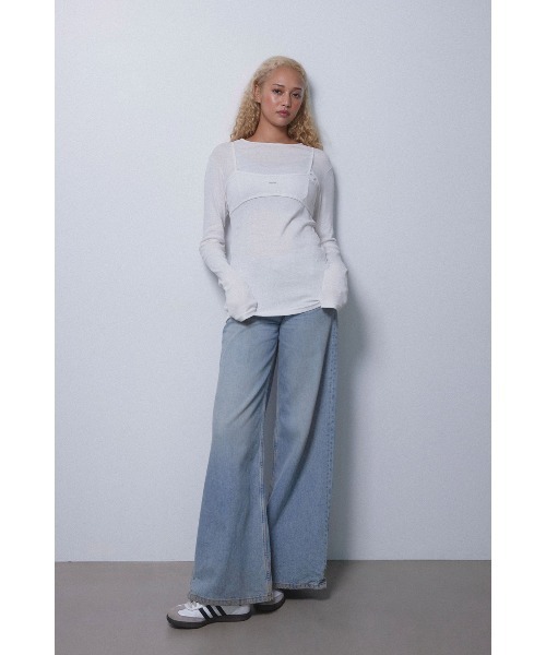 ALEXIA STAM（アリシアスタン）の「Wellness Long Sleeve Tee With Bra /レイヤード長袖トップス（Tシャツ/カットソー・レディース・グレー/ホワイト/ブラック・FREE）」の7枚目の写真