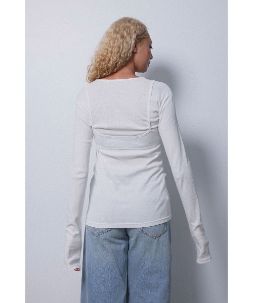 ALEXIA STAM（アリシアスタン）の「Wellness Long Sleeve Tee With Bra /レイヤード長袖トップス（Tシャツ/カットソー・レディース・グレー/ホワイト/ブラック・FREE）」の5枚目の写真