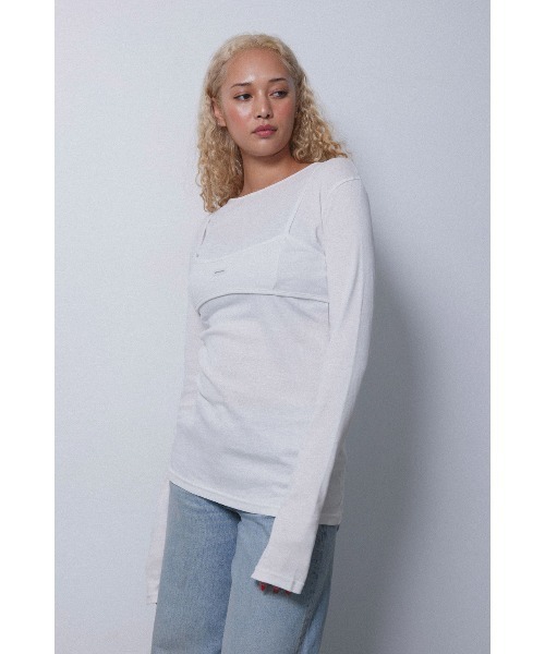 ALEXIA STAM（アリシアスタン）の「Wellness Long Sleeve Tee With Bra /レイヤード長袖トップス（Tシャツ/カットソー・レディース・グレー/ホワイト/ブラック・FREE）」の6枚目の写真