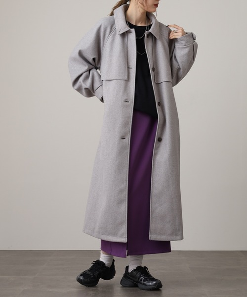 OMNES（オムネス）の「ニットモッサ アレンジカラーシングルロングコート（その他アウター・レディース・ダークブラウン/チャコール/グレー/グレイッシュベージュ/ブラック/アイボリー・FREE）」の3枚目の写真