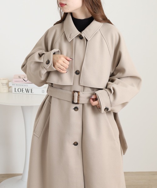 OMNES（オムネス）の「ニットモッサ アレンジカラーシングルロングコート（その他アウター・レディース・ダークブラウン/チャコール/グレー/グレイッシュベージュ/ブラック/アイボリー・FREE）」の6枚目の写真