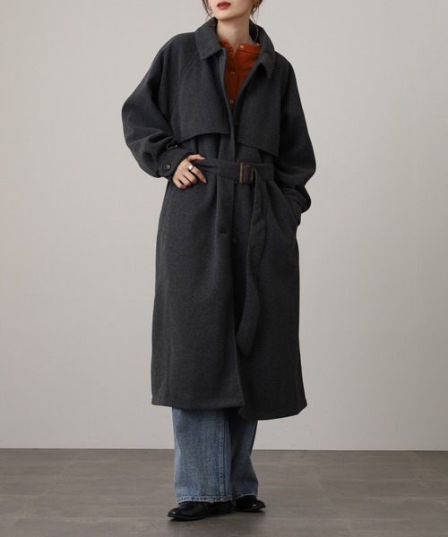 OMNES（オムネス）の「ニットモッサ アレンジカラーシングルロングコート（その他アウター・レディース・ダークブラウン/チャコール/グレー/グレイッシュベージュ/ブラック/アイボリー・FREE）」の4枚目の写真