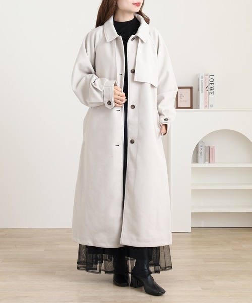 OMNES（オムネス）の「ニットモッサ アレンジカラーシングルロングコート（その他アウター・レディース・ダークブラウン/チャコール/グレー/グレイッシュベージュ/ブラック/アイボリー・FREE）」の2枚目の写真