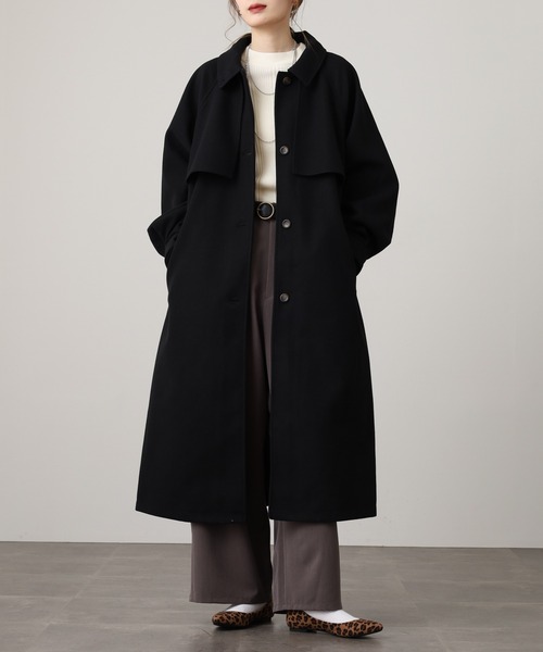 OMNES（オムネス）の「ニットモッサ アレンジカラーシングルロングコート（その他アウター・レディース・ダークブラウン/チャコール/グレー/グレイッシュベージュ/ブラック/アイボリー・FREE）」の12枚目の写真