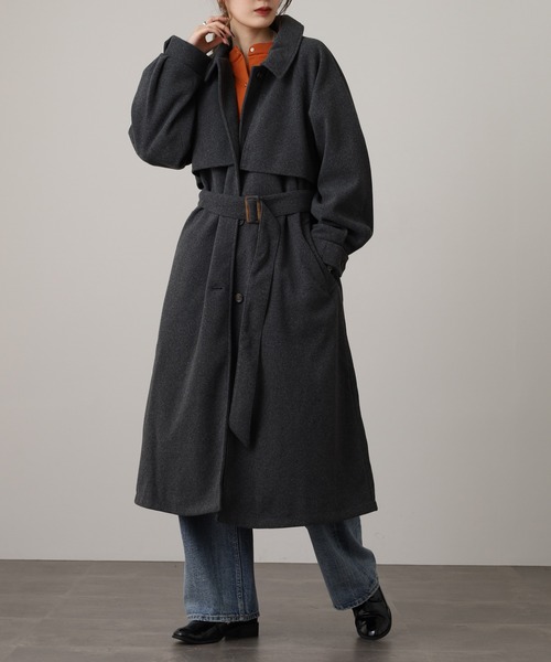 OMNES（オムネス）の「ニットモッサ アレンジカラーシングルロングコート（その他アウター・レディース・ダークブラウン/チャコール/グレー/グレイッシュベージュ/ブラック/アイボリー・FREE）」の19枚目の写真