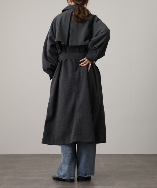 OMNES（オムネス）の「ニットモッサ アレンジカラーシングルロングコート（その他アウター・レディース・ダークブラウン/チャコール/グレー/グレイッシュベージュ/ブラック/アイボリー・FREE）」の21枚目の写真