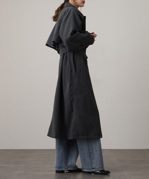 OMNES（オムネス）の「ニットモッサ アレンジカラーシングルロングコート（その他アウター・レディース・ダークブラウン/チャコール/グレー/グレイッシュベージュ/ブラック/アイボリー・FREE）」の22枚目の写真