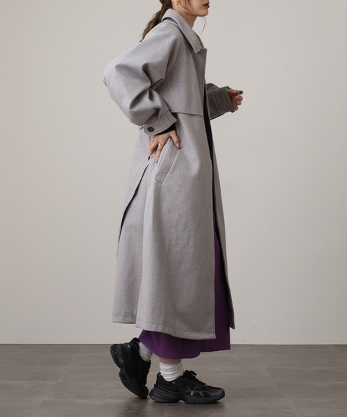 OMNES（オムネス）の「ニットモッサ アレンジカラーシングルロングコート（その他アウター・レディース・ダークブラウン/チャコール/グレー/グレイッシュベージュ/ブラック/アイボリー・FREE）」の18枚目の写真