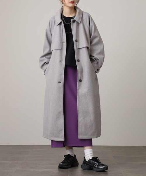 OMNES（オムネス）の「ニットモッサ アレンジカラーシングルロングコート（その他アウター・レディース・ダークブラウン/チャコール/グレー/グレイッシュベージュ/ブラック/アイボリー・FREE）」の15枚目の写真