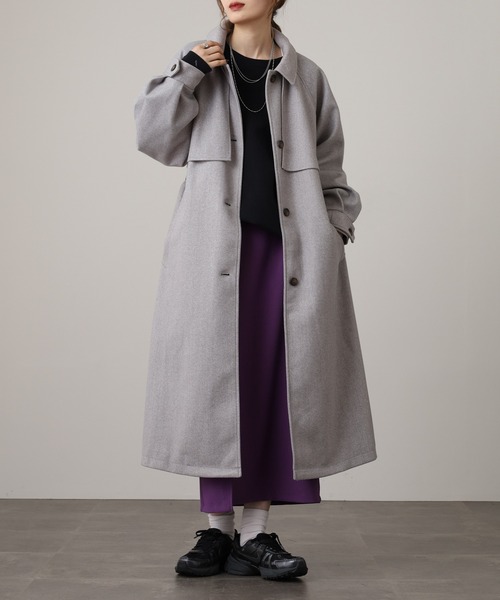 OMNES（オムネス）の「ニットモッサ アレンジカラーシングルロングコート（その他アウター・レディース・ダークブラウン/チャコール/グレー/グレイッシュベージュ/ブラック/アイボリー・FREE）」の16枚目の写真