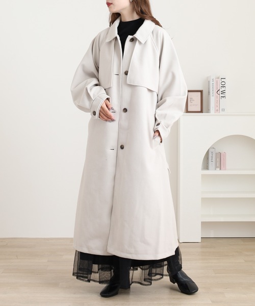 OMNES（オムネス）の「ニットモッサ アレンジカラーシングルロングコート（その他アウター・レディース・ダークブラウン/チャコール/グレー/グレイッシュベージュ/ブラック/アイボリー・FREE）」の7枚目の写真