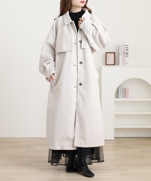 OMNES（オムネス）の「ニットモッサ アレンジカラーシングルロングコート（その他アウター・レディース・ダークブラウン/チャコール/グレー/グレイッシュベージュ/ブラック/アイボリー・FREE）」の8枚目の写真