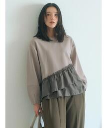 Samansa Mos2 blue | ペプラムドッキングプルオーバー(Tシャツ/カットソー)