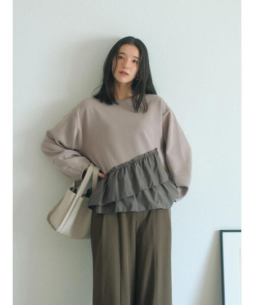 Samansa Mos2 blue(サマンサモスモスブルー)の「ペプラムドッキングプルオーバー(Tシャツ/カットソー・レディース・キナリ/ブラック/ベージュ・F)」の4枚目の写真