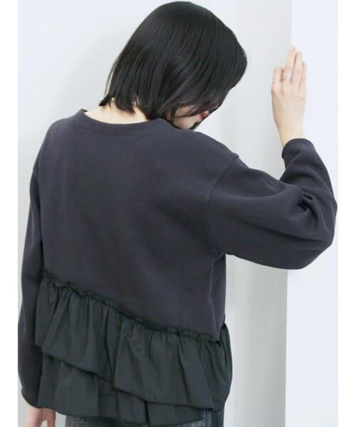 Samansa Mos2 blue(サマンサモスモスブルー)の「ペプラムドッキングプルオーバー(Tシャツ/カットソー・レディース・キナリ/ブラック/ベージュ・F)」の8枚目の写真