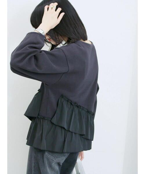 Samansa Mos2 blue(サマンサモスモスブルー)の「ペプラムドッキングプルオーバー(Tシャツ/カットソー・レディース・キナリ/ブラック/ベージュ・F)」の9枚目の写真