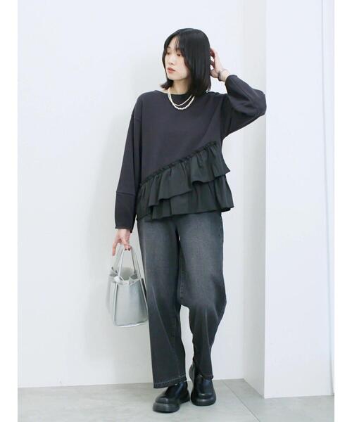 Samansa Mos2 blue(サマンサモスモスブルー)の「ペプラムドッキングプルオーバー(Tシャツ/カットソー・レディース・キナリ/ブラック/ベージュ・F)」の14枚目の写真