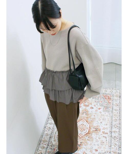 Samansa Mos2 blue(サマンサモスモスブルー)の「ペプラムドッキングプルオーバー(Tシャツ/カットソー・レディース・キナリ/ブラック/ベージュ・F)」の16枚目の写真