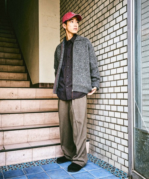 niko and...（ニコアンド）の「畦編みZIPニットカーディガン（カーディガン/ボレロ・メンズ・チャコール/ベージュ・LARGE/MEDIUM）」の3枚目の写真