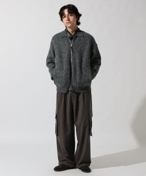 niko and...（ニコアンド）の「畦編みZIPニットカーディガン（カーディガン/ボレロ・メンズ・チャコール/ベージュ・LARGE/MEDIUM）」の6枚目の写真