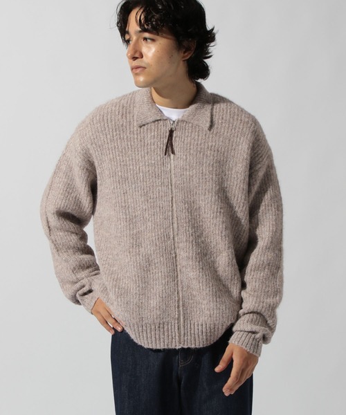 畦編みZIPニットカーディガン（カーディガン/ボレロ）｜niko and