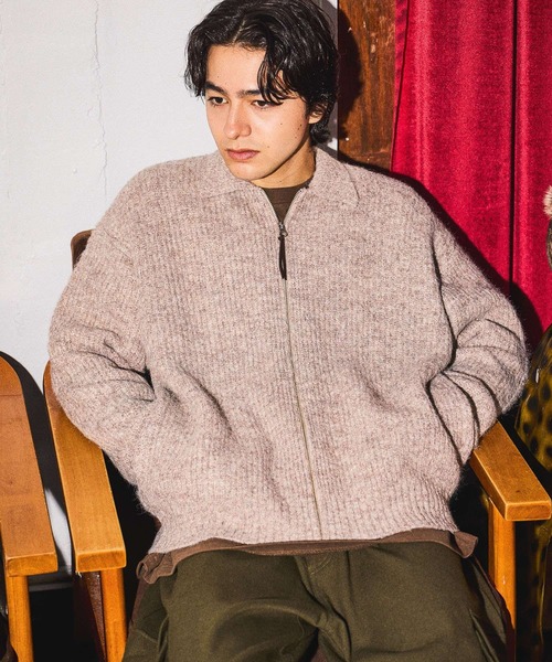 畦編みZIPニットカーディガン（カーディガン/ボレロ）｜niko and