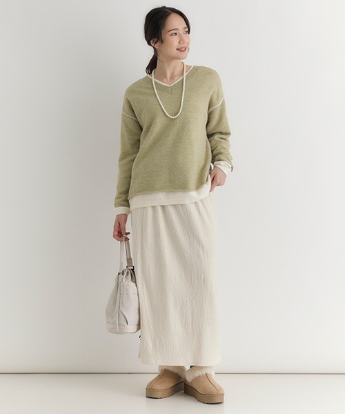 Right-on（ライトオン）の「【HONEYSUCKLE ROSE】ベロア楊柳タイトスカート（楊柳/ベロア/タイトスカート/洗練/シルエット）（スカート・レディース・オフホワイト/カーキブラウン/ブラック・S/M/L）」の16枚目の写真