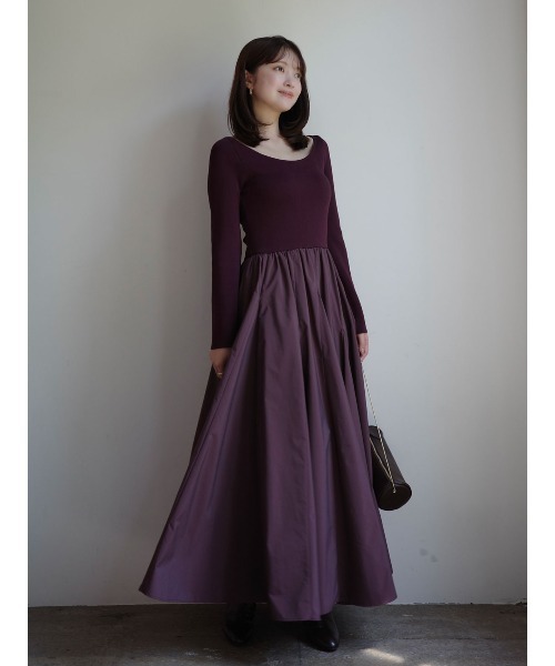 ニットドッキングフレアワンピース（ワンピース）｜anuans（ア