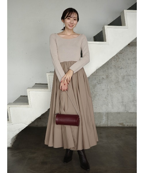 ニットドッキングフレアワンピース（ワンピース）｜anuans（ア