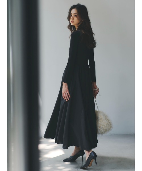 ニットドッキングフレアワンピース（ワンピース）｜anuans（ア