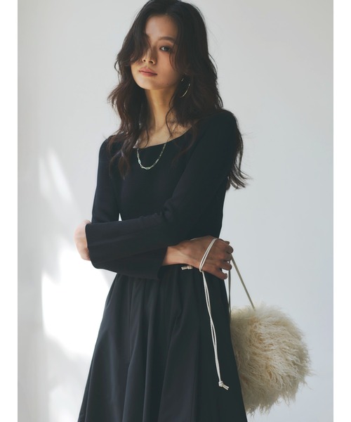 ニットドッキングフレアワンピース（ワンピース）｜anuans（ア