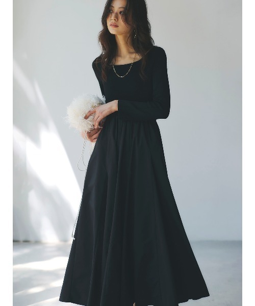 ニットドッキングフレアワンピース（ワンピース）｜anuans（ア