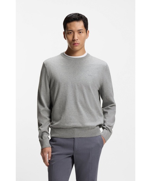 BOSS（ボス）の「コットンセーター ロゴエンブロイダリー（ニット/セーター・メンズ・ブラック/グレー・L/XXL/XL/S/XXXL/M）」の2枚目の写真