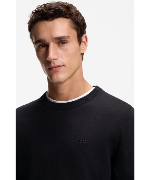 BOSS（ボス）の「コットンセーター ロゴエンブロイダリー（ニット/セーター・メンズ・ブラック/グレー・L/XXL/XL/S/XXXL/M）」の3枚目の写真