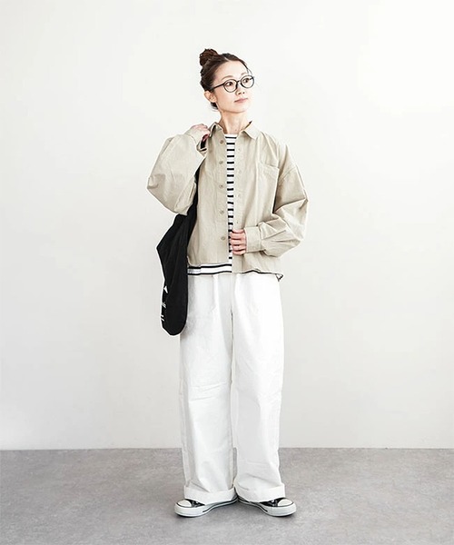 solamonat poche(ソラモナポッシェ)の「馬布ドルマンシャツ(その他アウター・レディース・グレー/ライトベージュ/ブラック・2.0)」の4枚目の写真