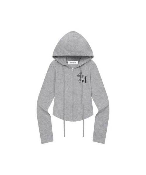 MUCENT(ムセント)の「サハラホピ十字セットアップクロップフードジップアップ(2カラー)(パーカー・レディース・ブラック/グレー系・FREE)」の2枚目の写真