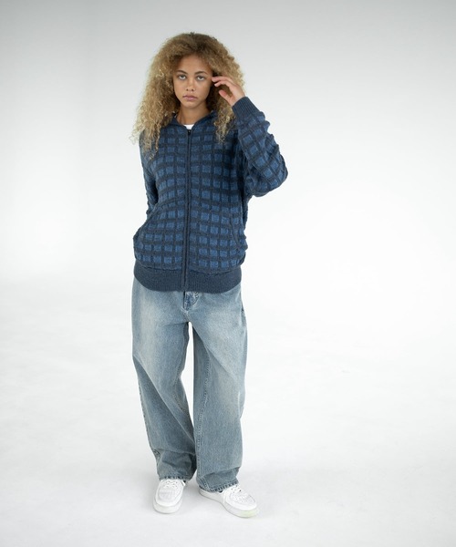 セール】Textured Knit Zip Hoodie（ニット/セーター