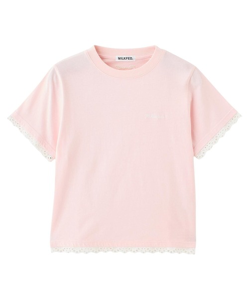 MILKFED.（ミルクフェド）の「LACE S/S TEE（Tシャツ/カットソー・レディース・オフホワイト/ライトピンク/ブラック・ONE SIZE）」の21枚目の写真