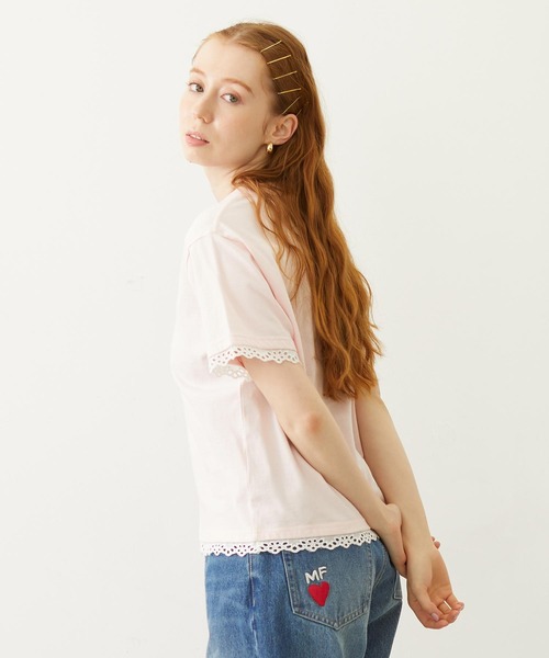 MILKFED.（ミルクフェド）の「LACE S/S TEE（Tシャツ/カットソー・レディース・オフホワイト/ライトピンク/ブラック・ONE SIZE）」の4枚目の写真